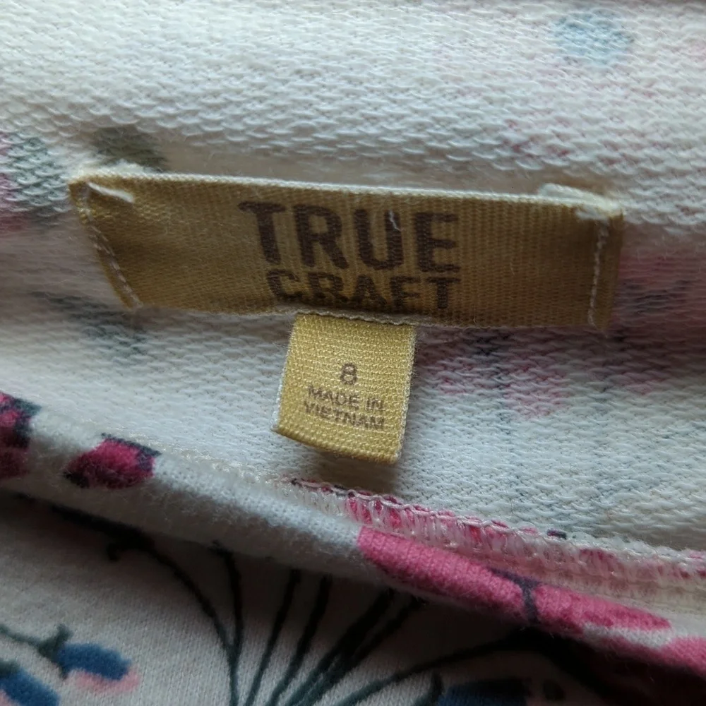 True Craft Gray & Pink Floral Dress with Pockets Girls Size 8